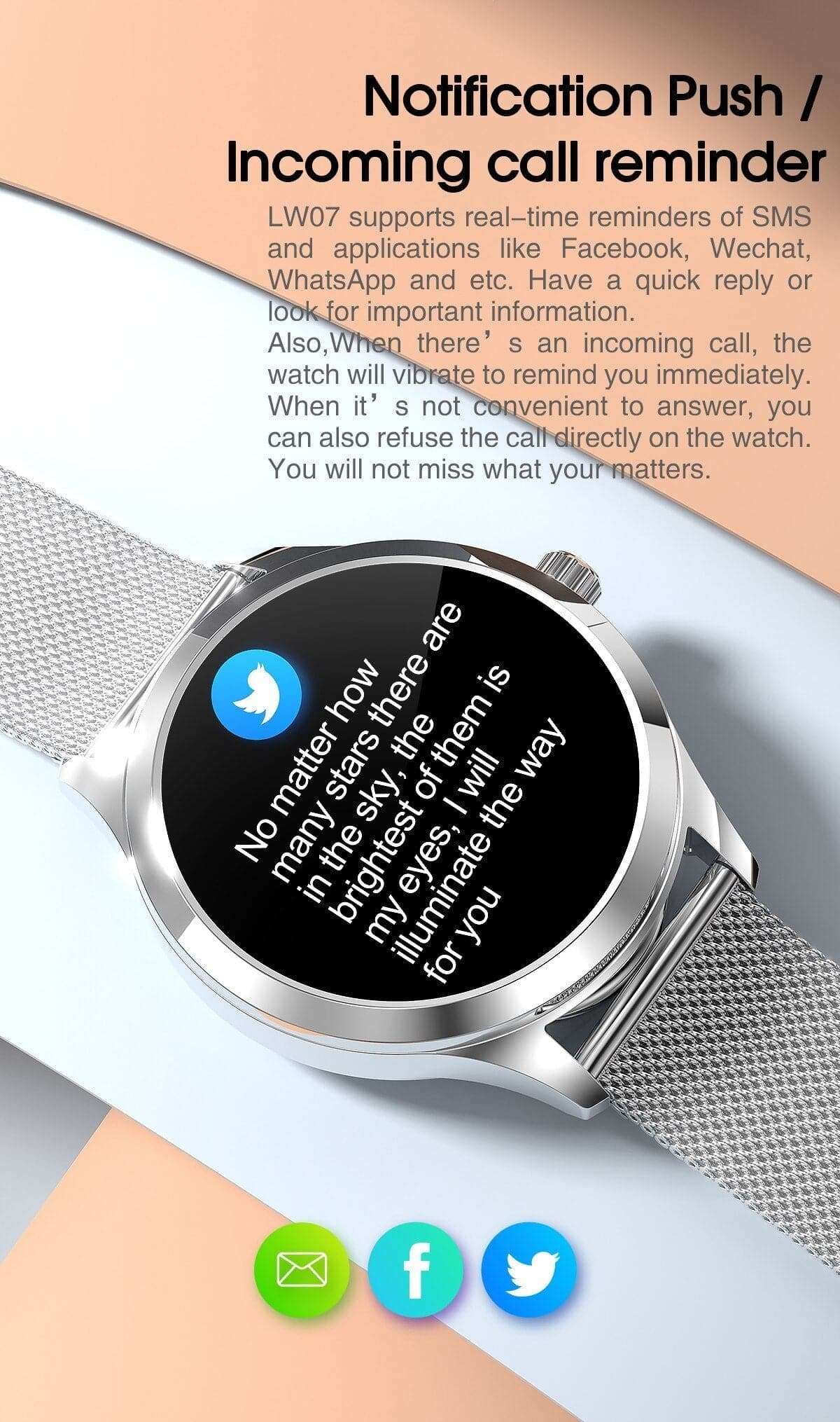 2023 NEW Lady'S Smart Watch IP68 Waterproof Women Watches Smartwatch Heart Rate Monitor for Android Xiaomi Samsung Iphone - Conecta tu mundo