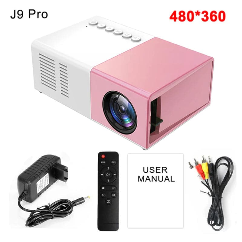 J9Pro Mini Projector LED Home Media Player Audio Portable Proyectors 480X360 Pixels Supports 1080P HDMI USB Video Beamer