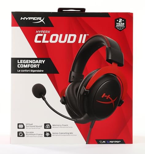 HyperX KHX-HSCP-RD Cloud II - Cascos de Gaming para PC/PS4/Mac, Negro/Rojo - Conecta tu mundo