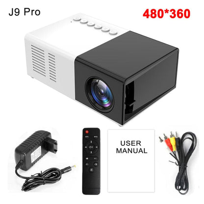 J9Pro Mini Projector LED Home Media Player Audio Portable Proyectors 480X360 Pixels Supports 1080P HDMI USB Video Beamer