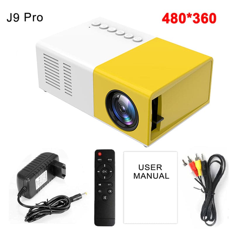 J9Pro Mini Projector LED Home Media Player Audio Portable Proyectors 480X360 Pixels Supports 1080P HDMI USB Video Beamer