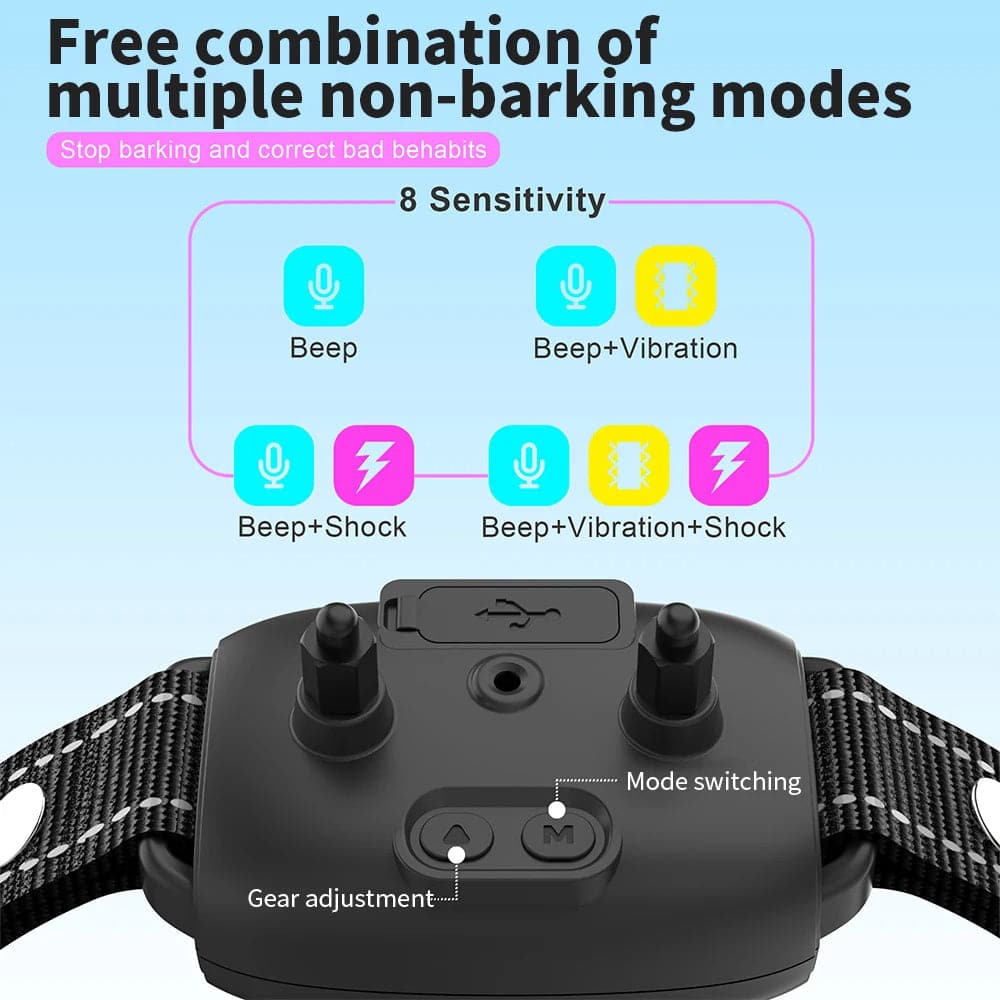 Smart Automatic Anti Barking Dog Collar Rechargeable Bark Stopper Stop Barking HD Digital Display IP67 Waterproof Collar For Dogs Pet Products - Conecta tu mundo