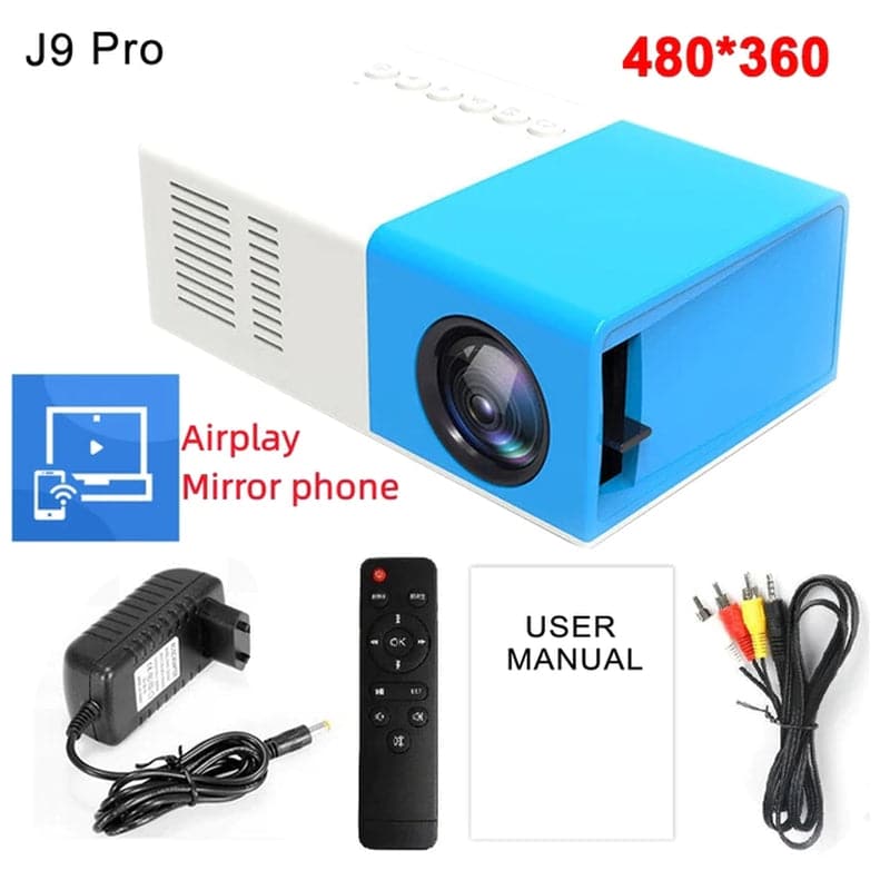 J9Pro Mini Projector LED Home Media Player Audio Portable Proyectors 480X360 Pixels Supports 1080P HDMI USB Video Beamer