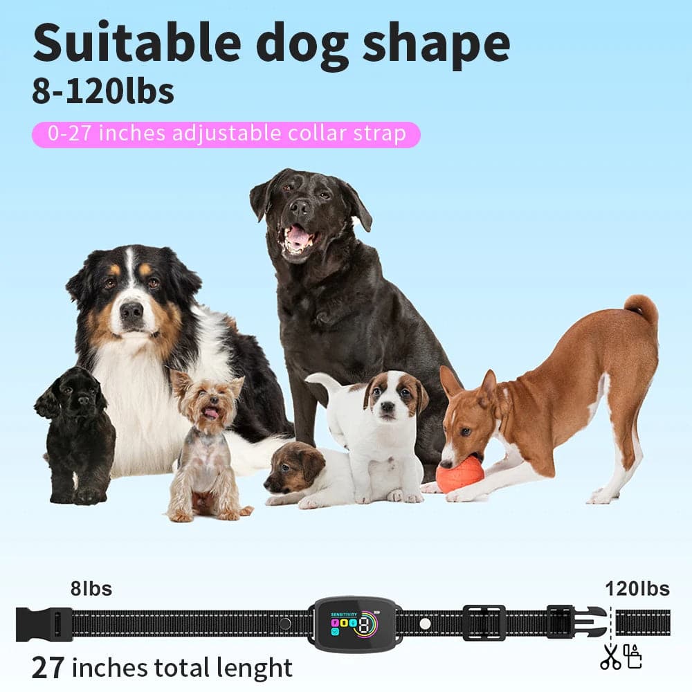 Smart Automatic Anti Barking Dog Collar Rechargeable Bark Stopper Stop Barking HD Digital Display IP67 Waterproof Collar For Dogs Pet Products - Conecta tu mundo