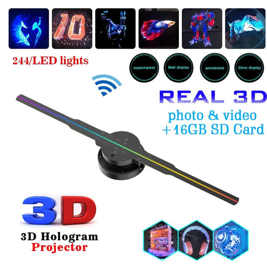 Led Luminous Sign Light Holographic Projector Diy Fan Screen Video Picture 3d Holographic Light Holiday Decoration - Conecta tu mundo