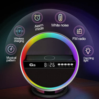 2024 New Multifunction RGB Night Light Wireless Charger Bluetooth Speaker Large G Ambience Light Home Decor - Conecta tu mundo