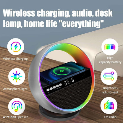 2024 New Multifunction RGB Night Light Wireless Charger Bluetooth Speaker Large G Ambience Light Home Decor - Conecta tu mundo