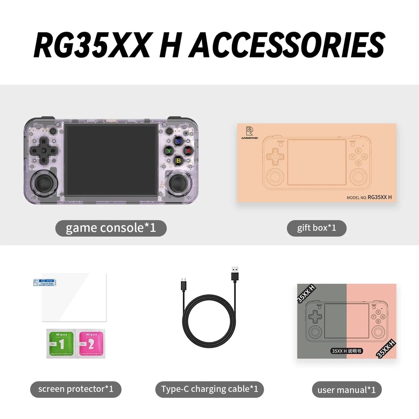 ANBERNIC RG35XX H Handheld Game Console Linux 3.5 Inch IPS Screen H700 Retro Video Games Player 3300mAh 64G 5528 Classic Games - Conecta tu mundo