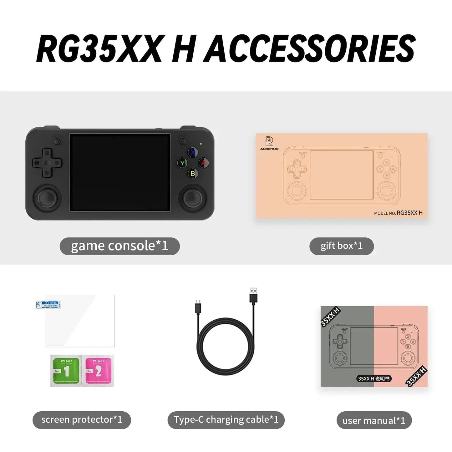 ANBERNIC RG35XX H Handheld Game Console Linux 3.5 Inch IPS Screen H700 Retro Video Games Player 3300mAh 64G 5528 Classic Games - Conecta tu mundo