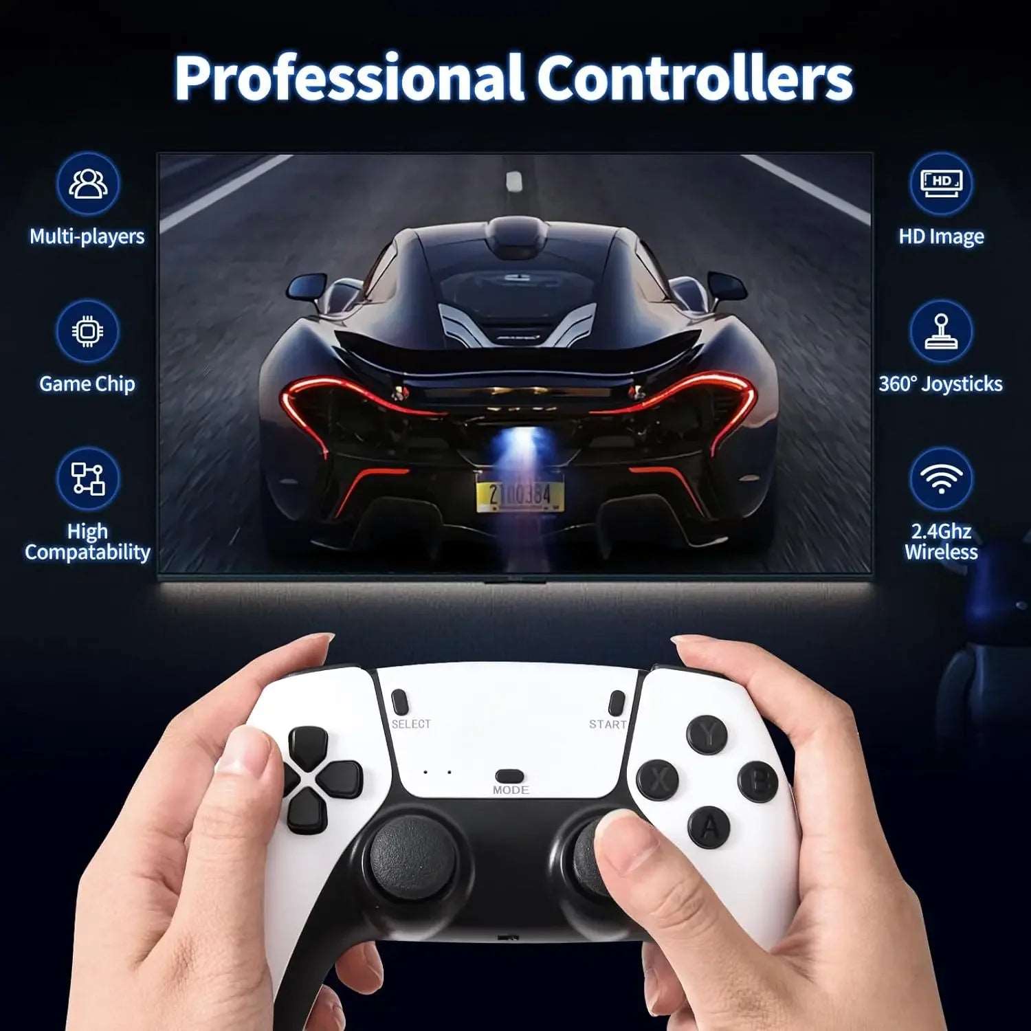 M15 Game Stick Mini TV Handheld Game Console Wireless Gamepads Video Game 64G 20000+ Retro Game HD Output Two-Player for PS1 Etc