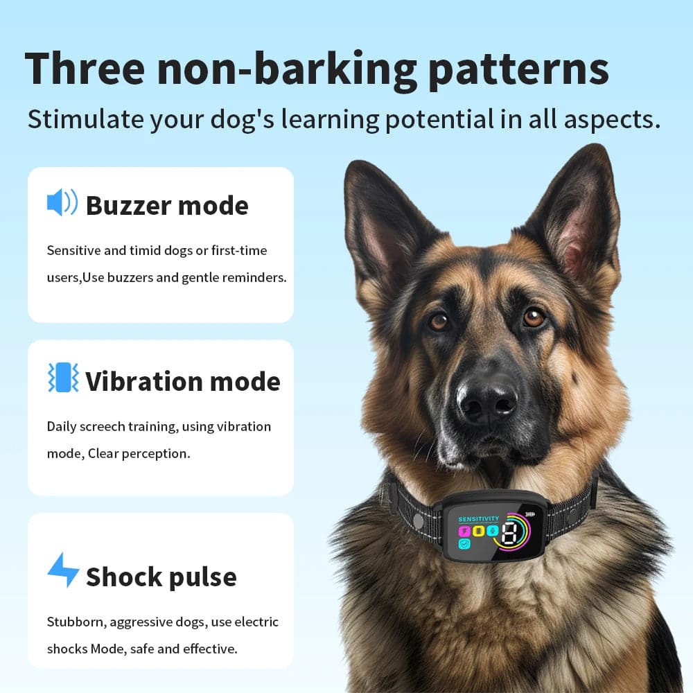 Smart Automatic Anti Barking Dog Collar Rechargeable Bark Stopper Stop Barking HD Digital Display IP67 Waterproof Collar For Dogs Pet Products - Conecta tu mundo