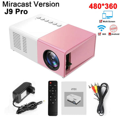 J9Pro Mini Projector LED Home Media Player Audio Portable Proyectors 480X360 Pixels Supports 1080P HDMI USB Video Beamer